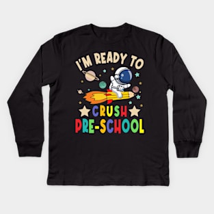 Ready To Crush preschool Boys Astronaut Back To School Kids Long Sleeve T-Shirt